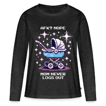 L’AFK ? Maman ne se déconnecte jamais | Gamer Maman, Parents - T-shirt manches longues Premium bio Femme - anthracite chiné - Devant - Julia (174cm)