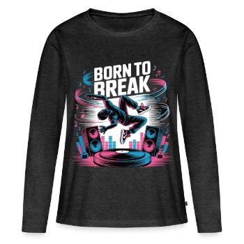 Streetdance Beat – Urban DJ Music Design - T-shirt manches longues Premium bio Femme - anthracite chiné - Devant - Julia (174cm)