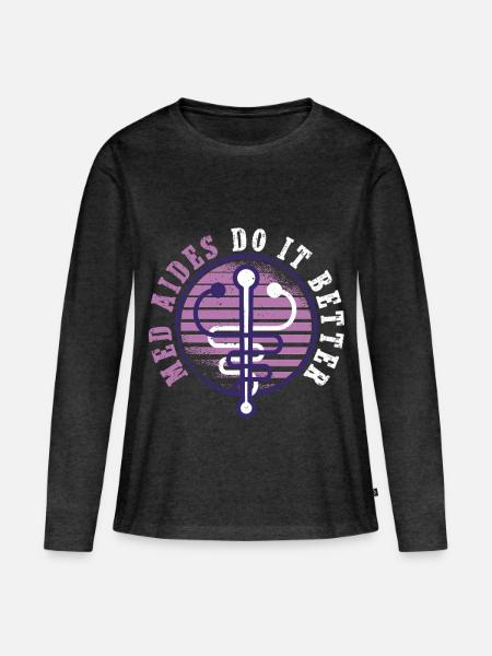Medizinische Fachangestellte MFA - Frauen Premium Bio Langarmshirt - Anthrazit meliert
