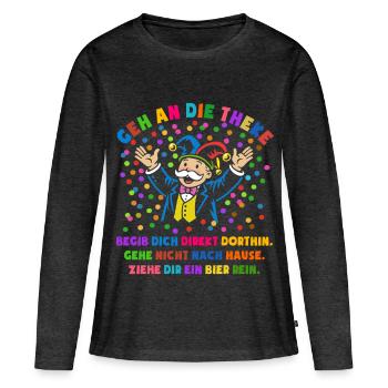 Jubel | Konfetti | Geh an die Theke | Kostüm - Frauen Premium Bio Langarmshirt - Anthrazit meliert - Vorne - Julia (174cm)
