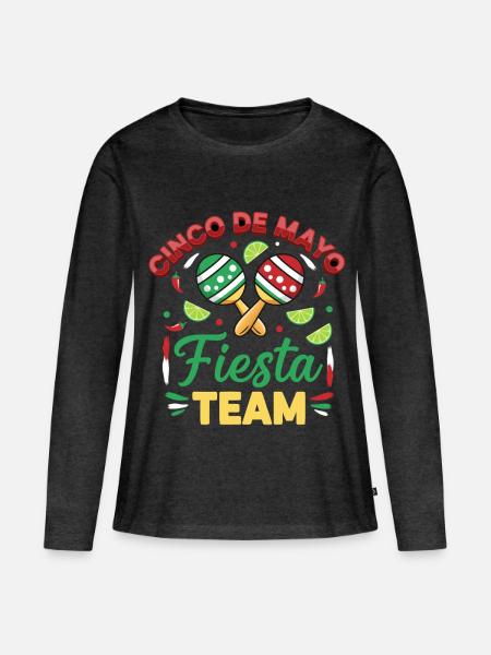 Cinco de Mayo Fiesta Team - Frauen Premium Bio Langarmshirt - Anthrazit meliert