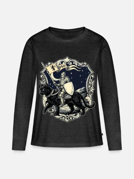 Ren Faire Mittelalterliche Ritterkatzen-Renaissance - Frauen Premium Bio Langarmshirt - Anthrazit meliert