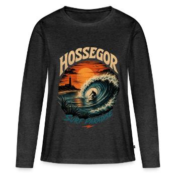 Hossegor Surfing - T-shirt manches longues Premium bio Femme - anthracite chiné - Devant - Julia (174cm)