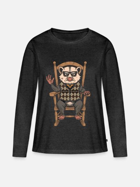 Opossum-Gentleman in Argyle - Frauen Premium Bio Langarmshirt - Anthrazit meliert