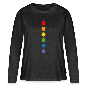 Rondes arc-en-ciel - T-shirt manches longues Premium bio Femme - anthracite chiné - Devant - Julia (174cm)
