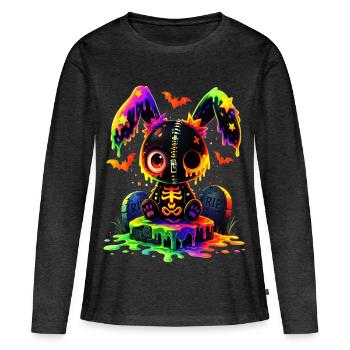 Lapin gothique de Kawaii - T-shirt manches longues Premium bio Femme - anthracite chiné - Devant - Julia (174cm)