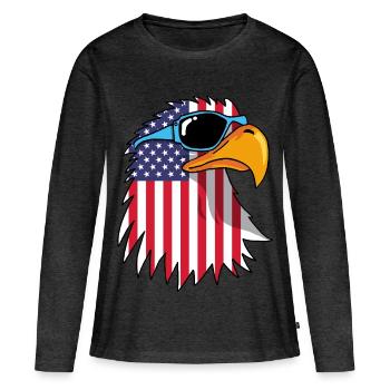 Eagle and American Flag - Women's Premium Organic Long Sleeve Shirt - heather anthracite - Front - Julia (174cm)