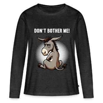 Ne me dérange pas, Asne Âne Porte-âne Muli - T-shirt manches longues Premium bio Femme - anthracite chiné - Devant - Julia (174cm)