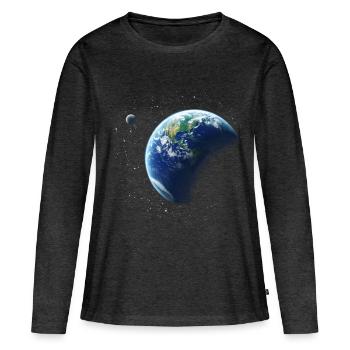 Erde - Frauen Premium Bio Langarmshirt - Anthrazit meliert - Vorne - Julia (174cm)