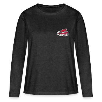 Un steak cru - T-shirt manches longues Premium bio Femme - anthracite chiné - Devant - Julia (174cm)