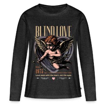 Blind Love 1975 Retro Cupid - T-shirt manches longues Premium bio Femme - anthracite chiné - Devant - Julia (174cm)