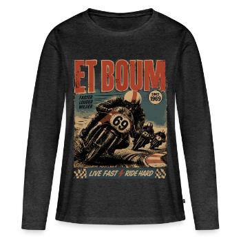 UND ZACK - Frauen Premium Bio Langarmshirt - Anthrazit meliert - Vorne - Julia (174cm)