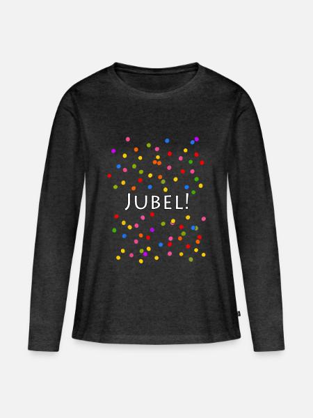 Jubel Konfetti Silvester Karneval - Frauen Premium Bio Langarmshirt - Anthrazit meliert