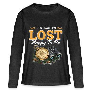Camping Adventure Humor Lost Happy To Be Vintage - Women's Premium Organic Long Sleeve Shirt - heather anthracite - Front - Julia (174cm)