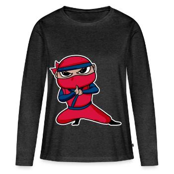 Ninja - T-shirt manches longues Premium bio Femme - anthracite chiné - Devant - Julia (174cm)
