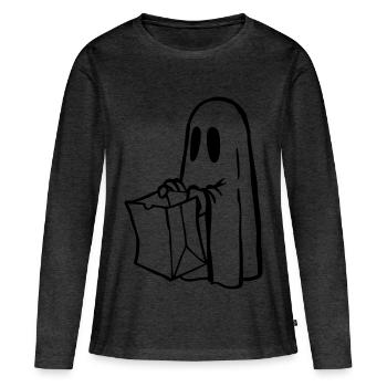 Fantôme - T-shirt manches longues Premium bio Femme - anthracite chiné - Devant - Julia (174cm)