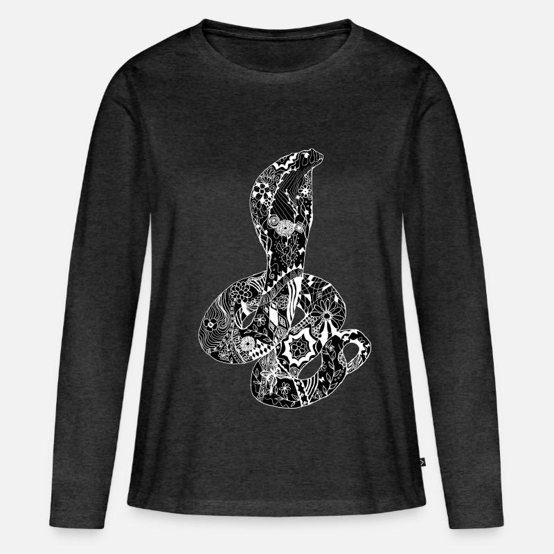 Patchwork Cobra - Frauen Premium Bio Langarmshirt - Anthrazit meliert