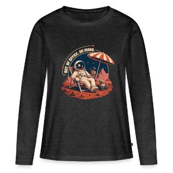 OUT OF OFFICE - Frauen Premium Bio Langarmshirt - Anthrazit meliert - Vorne - Julia (174cm)
