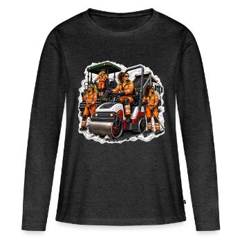 Cowgirls à capote noir - T-shirt manches longues Premium bio Femme - anthracite chiné - Devant - Julia (174cm)