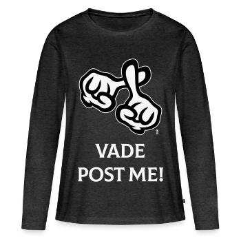 Vade Post Me! (Kreuz / Bibel / Religion / NEG 2C) - Frauen Premium Bio Langarmshirt - Anthrazit meliert - Vorne - Julia (174cm)
