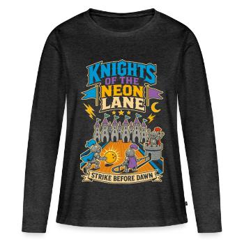 Néon de Knight Bowling - T-shirt manches longues Premium bio Femme - anthracite chiné - Devant - Julia (174cm)