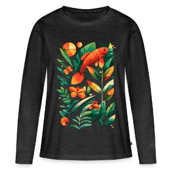 Fischerei Grafik - Frauen Premium Bio Langarmshirt - Anthrazit meliert - Vorne - Julia (174cm)