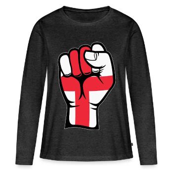 Nordischer Fist mit Dänemark Flagge - Frauen Premium Bio Langarmshirt - Anthrazit meliert - Vorne - Julia (174cm)