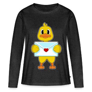 Lettre d’amour de canard - T-shirt manches longues Premium bio Femme - anthracite chiné - Devant - Julia (174cm)