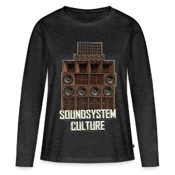 Culture Soundsystem - T-shirt manches longues Premium bio Femme - anthracite chiné - Devant - Julia (174cm)