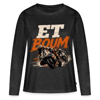 UND ZACK - Frauen Premium Bio Langarmshirt - Anthrazit meliert - Vorne - Julia (174cm)