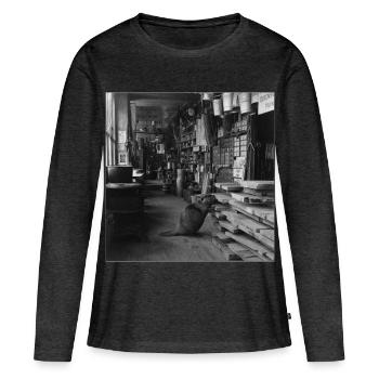 Beaver in the Wood Shop Vintage Retro Animal Crime - Women's Premium Organic Long Sleeve Shirt - heather anthracite - Front - Julia (174cm)