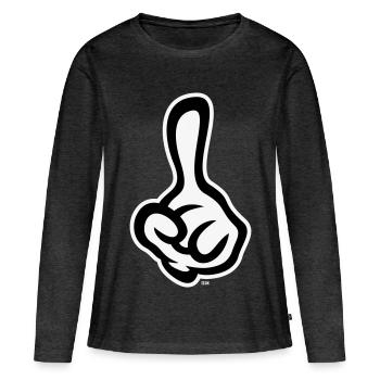 Raised index finger (finger / left hand NEG2C) - Women's Premium Organic Long Sleeve Shirt - heather anthracite - Front - Julia (174cm)