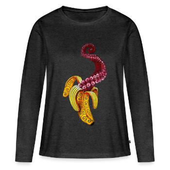 Swirly Mutant-Banana - T-shirt manches longues Premium bio Femme - anthracite chiné - Devant - Julia (174cm)
