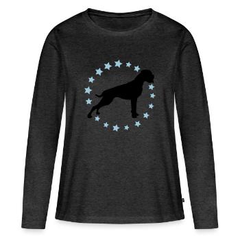 Boxer Sternenkreis 2 farb - Frauen Premium Bio Langarmshirt - Anthrazit meliert - Vorne - Julia (174cm)