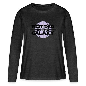 Beste Vati in der Galaxie - Frauen Premium Bio Langarmshirt - Anthrazit meliert - Vorne - Julia (174cm)