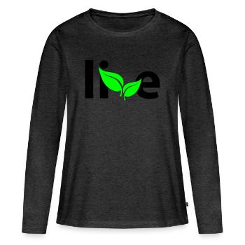 Live - Frauen Premium Bio Langarmshirt - Anthrazit meliert - Vorne - Julia (174cm)
