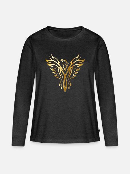Goldener Phönix - Frauen Premium Bio Langarmshirt - Anthrazit meliert