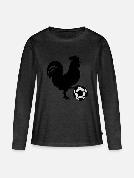Frankreich Fußball-Hahn - Frauen Premium Bio Langarmshirt - Anthrazit meliert