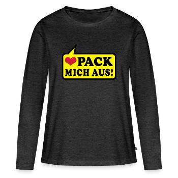 love and more - Women's Premium Organic Long Sleeve Shirt - heather anthracite - Front - Julia (174cm)