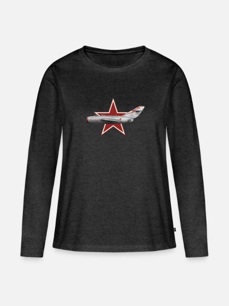 MiG 15 bis UdSSR - Frauen Premium Bio Langarmshirt - Anthrazit meliert