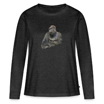 gorilla - T-shirt manches longues Premium bio Femme - anthracite chiné - Devant - Julia (174cm)