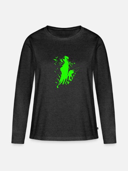 Farbfleck - Frauen Premium Bio Langarmshirt - Anthrazit meliert