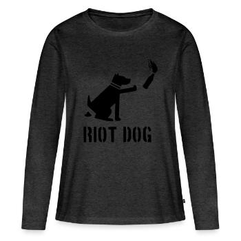 chien anti-émeute - T-shirt manches longues Premium bio Femme - anthracite chiné - Devant - Julia (174cm)