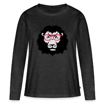 verres lion de lion - T-shirt manches longues Premium bio Femme - anthracite chiné - Devant - Julia (174cm)