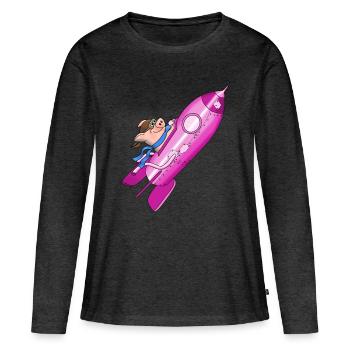 fusée - T-shirt manches longues Premium bio Femme - anthracite chiné - Devant - Julia (174cm)
