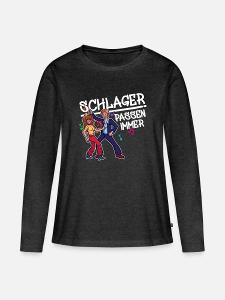 Schlager Party Feiern Tanzen Schlagerparty Musik - Frauen Premium Bio Langarmshirt - Anthrazit meliert