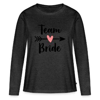 Équipe coeur bride cupidon flèche poule partie - T-shirt manches longues Premium bio Femme - anthracite chiné - Devant - Julia (174cm)