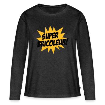 Super Bricoleur ! - T-shirt manches longues Premium bio Femme - anthracite chiné - Devant - Julia (174cm)