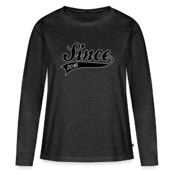 since 2016 - Frauen Premium Bio Langarmshirt - Anthrazit meliert - Vorne - Julia (174cm)