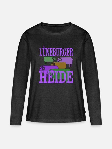 Lüneburger Heide Motiv - Frauen Premium Bio Langarmshirt - Anthrazit meliert
